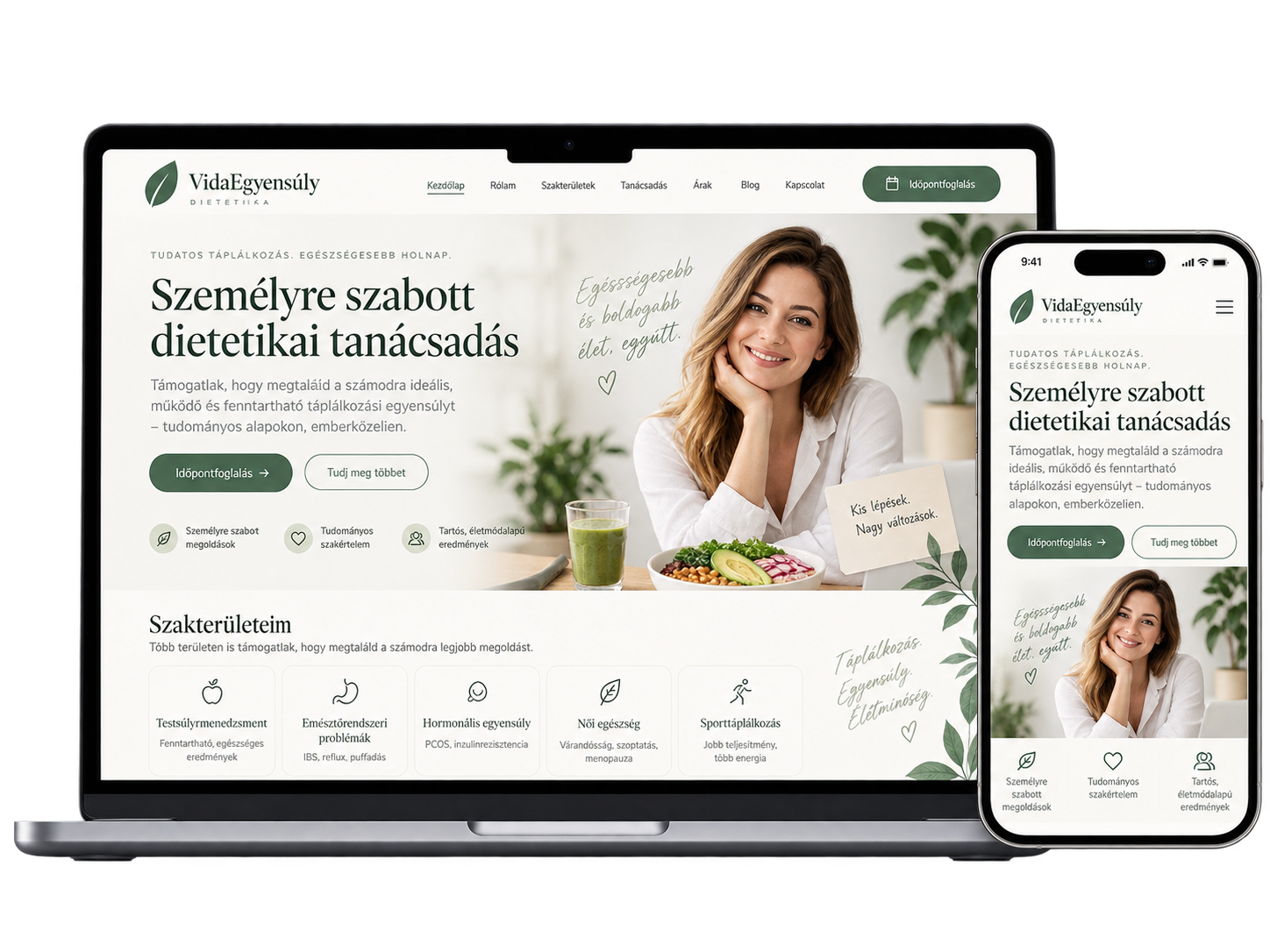 Dietetikusi weboldal látványterv – OnStart