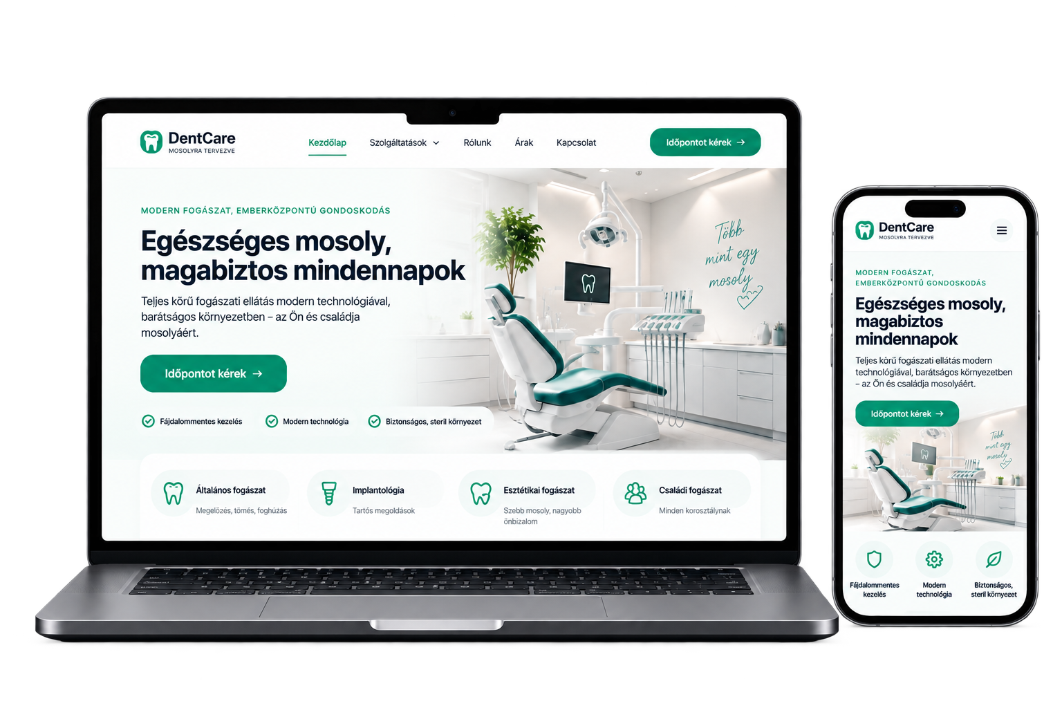 Fogorvosi weboldal látványterv – OnStart