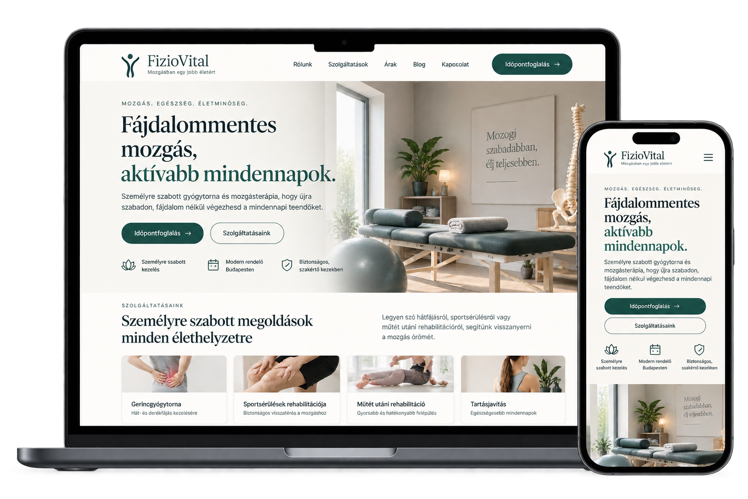 Gyógytornász weboldal látványterv – OnStart