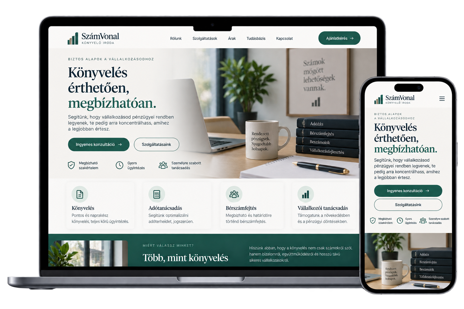 Könyvelői weboldal látványterv – OnStart