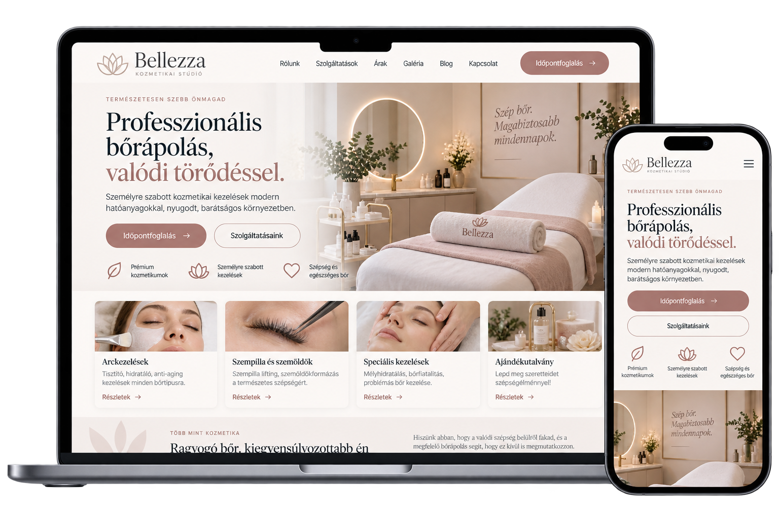 Kozmetikai weboldal látványterv – OnStart
