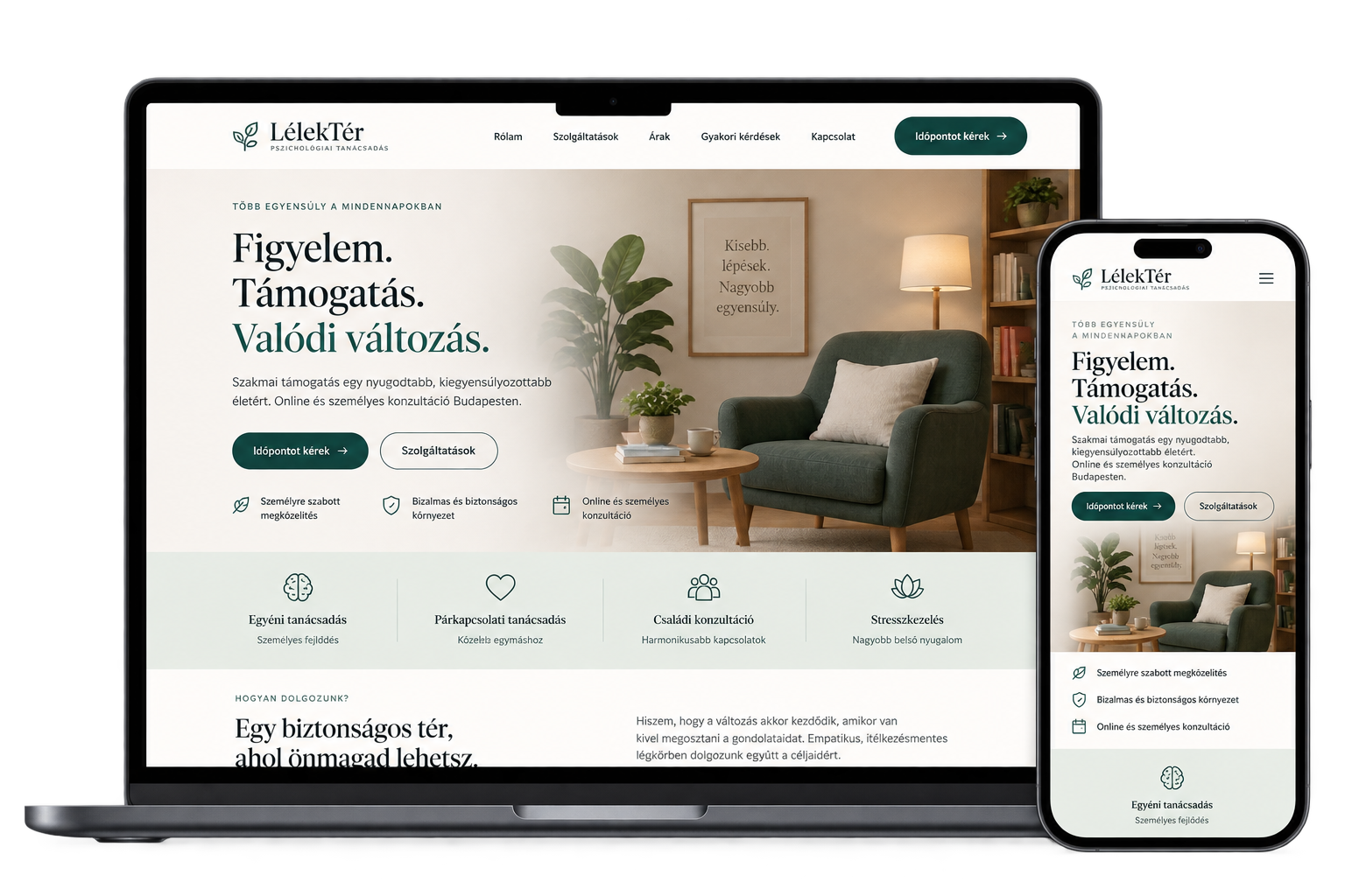 Pszichológusi weboldal látványterv – OnStart