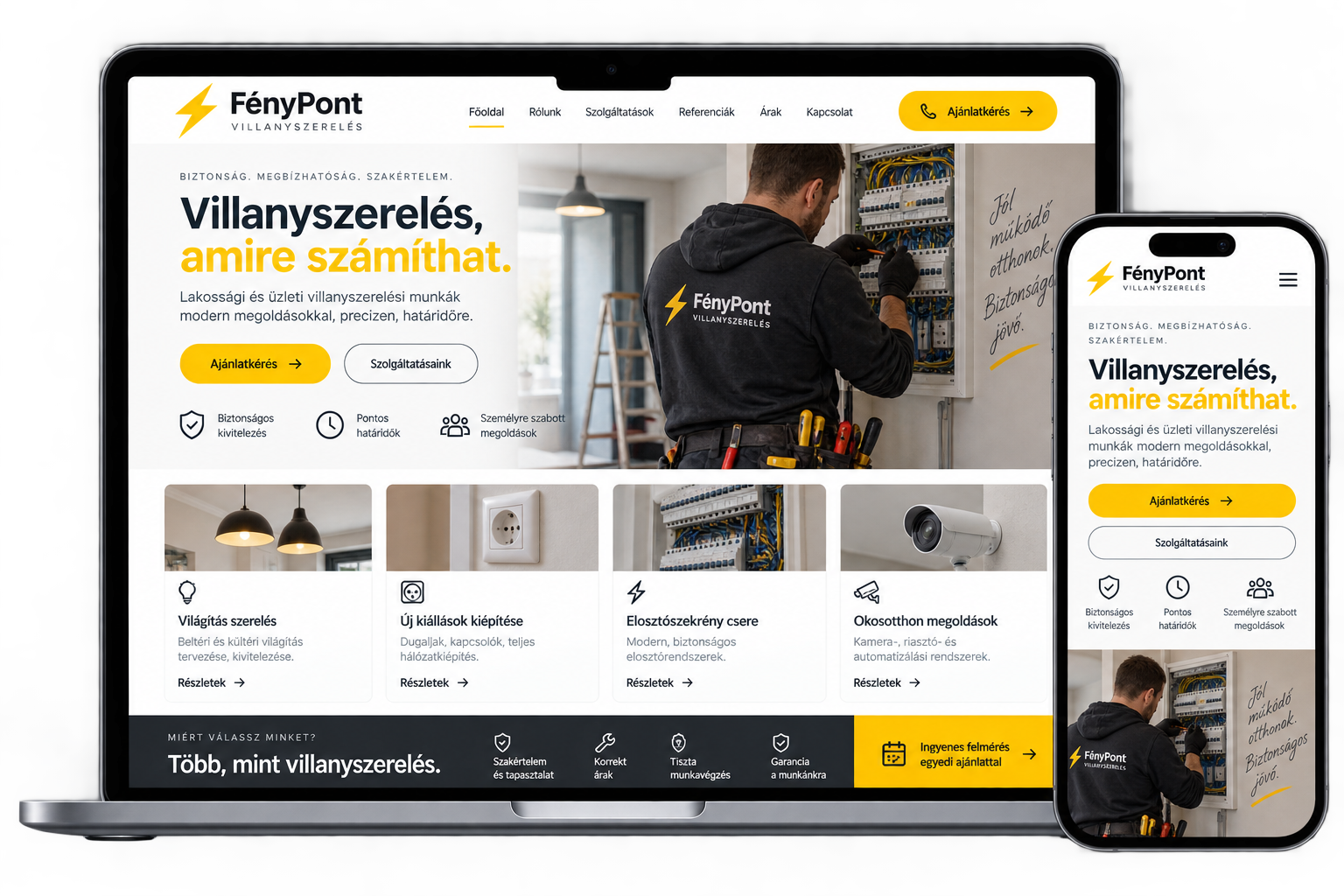 Villanyszerelő weboldal látványterv – OnStart